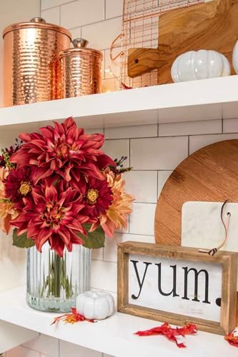 Briful Fake Fall Flowers with Vase, Artificial Fall Dahlia & Mum Silk Floral Arrangement with Glass Vase Faux Autumn Flowers Bouquet for Home Office Room Coffee Table Centerpiece Wedding Decoration - Image 6