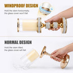 Hurricane Candle Holder, 13.5" Tall Metal Candle Stand, Glass Pillar Holder - Image 3