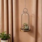 16" High Versatile Rustic Brown Metal Candle Holder with Handmade Sturdy Glass Dome And Shabb Brown Wooden Base for Pillar Candle & Plants, Industrial, Farmhouse, Shabby Chic, Display Cloche Bell Jars - Image 5