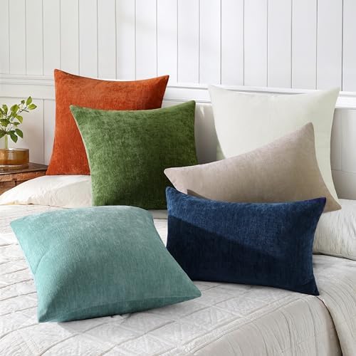 decorUhome Soft Chenille Cream White Throw Pillow Covers 24X24 Set of 2 - Image 6