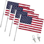 JRED 4 Pack American Flags for Classroom on Stick, 2x3FT US Flags USA Banner with 51'' Retractable Stainless Steel Pole, Flagpole Clips and Carabiners for 4th of July Decorations by Home