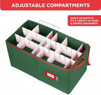 Christmas Ornament Storage Container with Dividers - Box Stores Up to 54 Ornaments, Zippered, Convenient, Adjustable, Large Organizer Bin to Protect Holiday Décor, Fits Most Standard Size, Green - Image 2