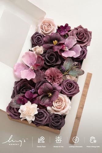Ling's moment Purple Artificial Wedding Flowers Combo, Plum Lily, Deluxe - Image 5