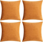 GIGIZAZA Decorative Throw Pillow Covers 18 x 18, Cinnamon Burnt Orange Soft Pillow Covers Velvet,Set of 4 Decor Square Cushion Covers by GIGIZAZAFocusingonhomedecoration