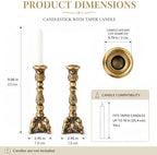 Antique Gold Candle Holders Set of 2, Iron Taper Stands - Image 2