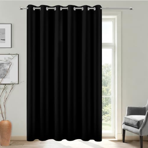 KOUFALL Blackout 84 Inch Extra Wide for Bedroom Sliding Glass Patio Door, Grommet Darkening Large Window Shade Dark Black Out Wall Curtains for Living Room, 80 Width by 84 in Length, Black by KOUFALL