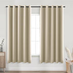 KOUFALL Biscotti Beige Grommet Insulated Thermal Room Darkening Blackout Curtains for Living Room 72x63 Inches Long by KOUFALL