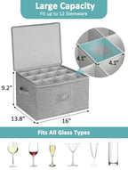 Cirhy Hard Shell Wine Glass Storage Box, Holds 24 Glasses, 2-Pack, Grey - Image 2