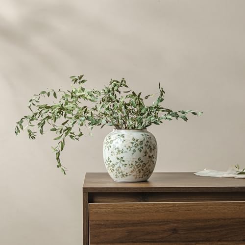 Ceramic Flower Vase for Home Decor, Vintage Decorative Green Vase 6.7 Inch - Image 6
