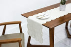 100% Natural Linen Rustic Scalloped Embroidery Table Runner 90 Inches Long, Linen Table Runner 14 x 90 Inch for Dresser and Dining Tables Decor, 6-8 Sets, 14''x90'' Linen(Edges-Gold) - Image 5
