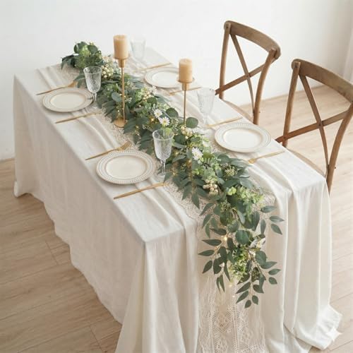 2-Pack 6 Ft Artificial Eucalyptus Garlands for Mantel Decor - Image 2