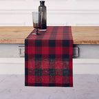 Solino Home 100% Pure Linen Table Runner, 14 x 120 in, Red and Black Check by SolinoHome