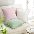 decorUhome Soft Chenille Throw Pillow Covers 24x24 Set of 2 Blush Pink - Image 2