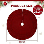 NIBESSER Red Knit Tree Skirt 48" Christmas Tree Skirt Knitted Mat Christmas Decorations Yarn Thick Rustic Cable Knit Tree Skirt for Home Party Holiday Ornaments - Image 2