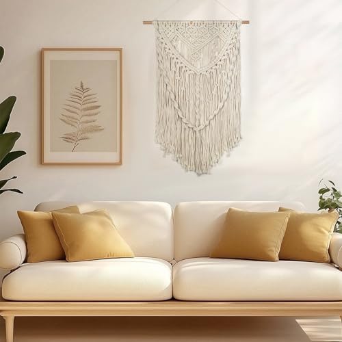 JONKASIPA Macrame Wall Hanging, Bohemian Woven Tassel Tapestry - Image 2