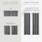 KOUFALL 54 Inch Curtains 2 Panel Set,Blackout Room Darkening Thermal Insulating Curtains for Winter Kitchen Bathroom,Light Grey,42 x 54 Inches Long - Image 5