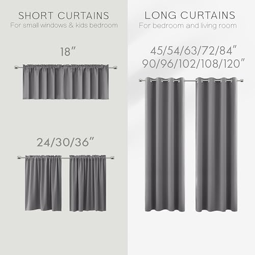 KOUFALL Gray Curtains 63 Inch Length 2 Panel Set for Kitchen,Room Darkening Curtains 63 Inches Long,52x63 - Image 6