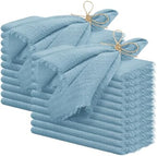 Pesonlook 60 Pcs Dusty Blue Cotton Cloth Napkins with Fringe, 16x16 Inch by Pesonlook