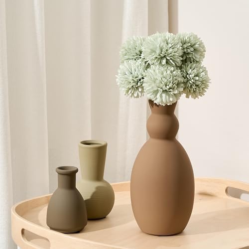 Ceramic Vase Set of 3, Nordic Minimalist Multicolor Vases Home Decor, Rustic Farmhouse Decor Pottery Vases for Bouquet Pampas Grass Dried Fresh Flowers, Living Room, Entryway Mantel, Bedroom, Kitchen - Image 6