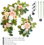 Wedding Decor (Pack of 2) Welcome Sign Flower Backdrop Garland for Ceremony Reception Wall Easel Home Decoration Entryway Faux Outdoor Board Head Table Decor (Flesh Pink & White) - Image 3
