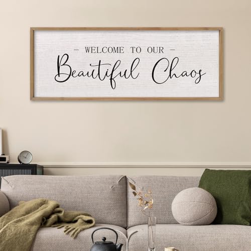comurdyo Welcome To Our Beautiful Chaos Sign 40"X15", Wood by comurdyo