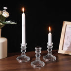 Glass Candle Holders Set, Vintage Decorative Design,Elegant Table Candlesticks Set for Dining Room,Wedding, Spring Party, Romantic Dinner, Festival & Windowsill Decor (12, Clear, XZS) - Image 5
