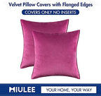 MIULEE Decorative Hot Pink Velvet Euro Sham Throw Pillow Covers 24x24 Inch - Image 6