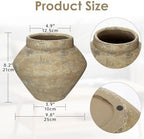 Briful Large Rustic Ceramic Vase with Distressed Finish, 8.2'' Tall Wide-Belly Decorative Flower Vases with Felt Pads, Retro Style Pottery for Home Decor, Table Centerpiece, Yellow Brown - Image 3