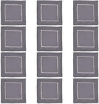SARO LIFESTYLE Classic Hemstitch Cocktail Napkins (Set of 12) - Elegant Cloth Cocktail Napkins with Textured Fabric and Hemstitched Border for Entertaining and Table Settings, 6"x6", Slate - Image 3