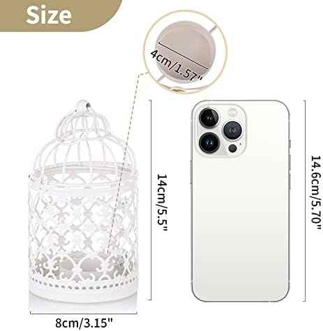6 Pcs Wedding Centerpieces, Vintage Candle Lantern Decorative Metal Candle Holders for Hanging or Table Top Home Decor Wedding Party Accessories, 5.5 inch Height, White - Image 5