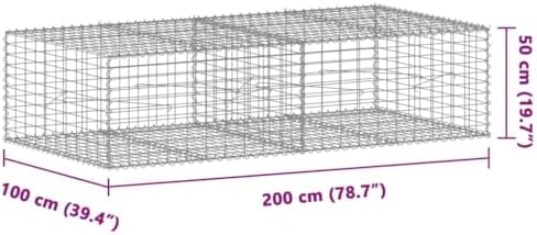 vidaXL Gabion Basket with Cover 78.7"x39.4"x19.7" Galvanized Iron - Image 3