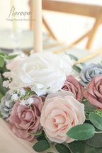 Floroom 6ft Artificial Eucalyptus Garland with Flowers Fake Greenery Faux Floral Vine Garland for Table Decor Wedding Centerpieces Bridal Shower Party Decorations, Blush Powder Blue - Image 5
