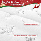 72 Inches Christmas Tree Skirt for Xmas Tree Holiday Party Decorations White Plush Silver Sequin Snowflake - Image 3