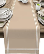 Smile Sunflower Light Khaki Table Runner, Burlap Table Runners 120 inches Long,Farmhouse Style Solid Color Table Runner for Wedding Holiday Party Dinner,Dresser Scarf Decor by Smile+Sunflower