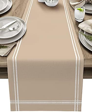 Smile Sunflower Light Khaki Table Runner, Burlap Table Runners 120 inches Long,Farmhouse Style Solid Color Table Runner for Wedding Holiday Party Dinner,Dresser Scarf Decor by Smile+Sunflower