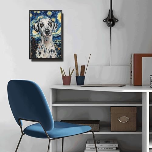 Metal Sign Vintage Tin Sign Dalmatian Starry Night Spots Dotted Dalmatian in Night for Home Fire Station and Seasonal Celebrations Rustproof Aluminum 12×16 Inches with Metal Frame - Image 5