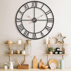 Pytha Sight 36 Inch Black Metal Roman Numerals Extra Large Giant Wall Clock - Image 6
