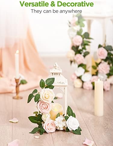 InnoGear Artificial Flowers, 50 Pcs Cream Foam Fake Roses Bulk with Stems for Decoration DIY Wedding Bouquets Centerpieces Bridal Shower Party Christmas Tree - Image 5