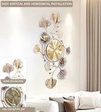 47" Modern Farmhouse Large Decorative Wall Clock, Ginkgo Metal Art - Image 4