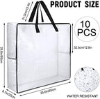 Shappy 10 Pack 93L Extra Large Clear Blanket Storage Bags Clothes Storage Bags with Handles Clear Zippered Oversized Moving Bag Plastic Totes for Clothes Blankets Bedding Toys Duvet Comforter - Image 2
