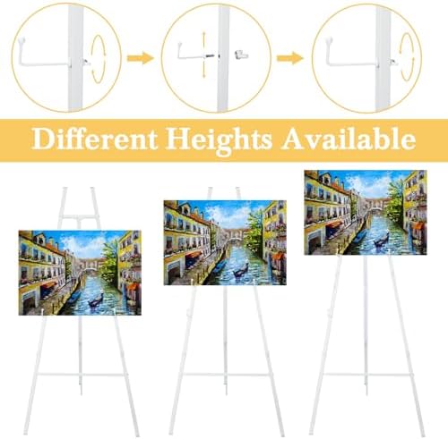White Croblissful 50" Easel Stand for Wedding Sign Adjustable, Metal - Image 5