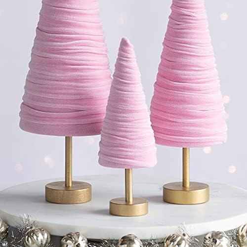 Pink Velvet Trees Pedestal Set of 3, Girl Nursery, Valentine Tree Tabletop, Coquette Room Decor, Cozy Gift for, Pastel Mantel Accent, Teen Room (Pink) - Image 4