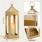 Modern Farmhouse Lantern Decor Metal Decorative Hanging Candle Lanterns - Image 2
