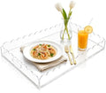 Clear Acrylic Serving Tray with Handles, 17 x 12 Inch Scalloped Decorative Tray for Coffee Table & Ottoman, Perfume & Cosmetics Organizer for Bathroom Vanity & Kitchen, Ideal for Drink & Snack by FUOAUYK