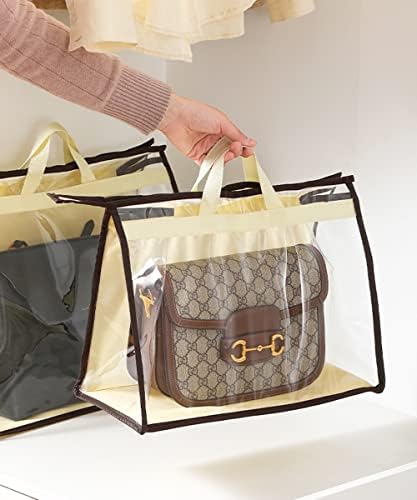 8 Pack Handbag Dust Bags Clear Purse Storage Organizer for Closet, Hanging Zipper Storage Bag for Handbags - Image 2