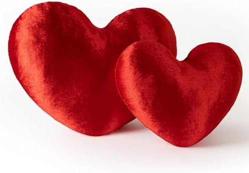 AELS Heart Shaped Pillow, Set of 2, Heart Decorative Throw Pillows, Love Pillows Cute Pillow 20 & 16 Inches, Valentines Day Decorations, Wedding Decor, Living Room Bedroom Nursery Decor, Shiny Red - Image 2
