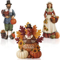 Simgoing 3 Pcs Fall Thanksgiving Figurine Resin Turkey Pilgrims Table Decor by Simgoing