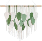 NYEONHRT Large Macrame Wall Hanging Handmade Boho Leaf and Feather Tapestry for Modern Home Decor Perfect Wall Art for Living Room Bedroom Nursery Apartment Backdrop 39x31 Inch (White green) - Image 6