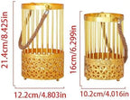2PCS Candlestick Candle Barrels Moroccan Style Retro Lanterns Projection Lights Hollowed-Out Decorations Home Ramadan Hanging Outdoor Indoor Courtyard Porch Festival Weddings - Image 2