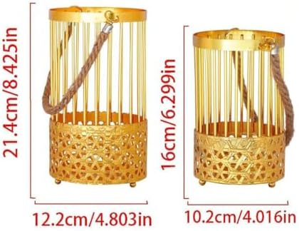 2PCS Candlestick Candle Barrels Moroccan Style Retro Lanterns Projection Lights Hollowed-Out Decorations Home Ramadan Hanging Outdoor Indoor Courtyard Porch Festival Weddings - Image 2